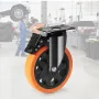 Caster Wheels, 15.2 cm Swivel Plate Casters, Set of 4, with Security A/B Locking No Noise PVC Wheels, Heavy Duty 317.5 kg Load C