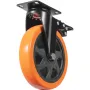 Caster Wheels, 15.2 cm Swivel Plate Casters, Set of 4, with Security A/B Locking No Noise PVC Wheels, Heavy Duty 317.5 kg Load C