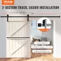 243.8 cm Sliding Barn Door Hardware Kit, 149.7 kg Loading Heavy Duty Barn Door Track Kit for Single Door, Fit 112.8-131.1 cm Wid