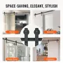 243.8 cm Sliding Barn Door Hardware Kit, 149.7 kg Loading Heavy Duty Barn Door Track Kit for Single Door, Fit 112.8-131.1 cm Wid