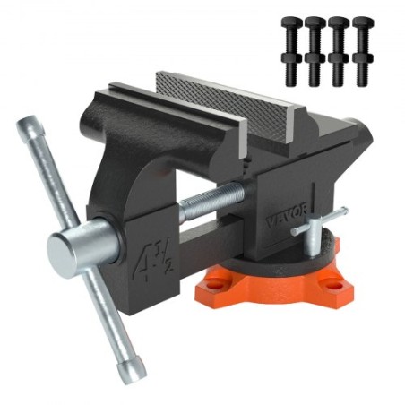 Bench Vise, 4.5-inch Jaw Width 3.3-inch Jaw Opening , 240-Degree Swivel Locking Base Multipurpose Vise w/ Anvil, Heavy Duty