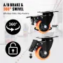 Caster Wheels, 3-tommer drejepladehylder, sæt med 4, med