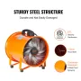 Portable Ventilator, 254mm Heavy Duty Cylinder Fan with 5m Duct Hose, 255W Strong Shop Exhaust Blower 1720CFM, Industrial Utilit
