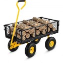 Steel Garden Cart, Heavy Duty 900 lbs kapacitet, med aftagelige mesh -sider til at konvertere til fladbed, nyttevogn