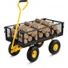 Steel Garden Cart, Heavy Duty 900 lbs kapacitet, med aftagelige mesh -sider til at konvertere til fladbed, nyttevogn