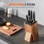 Universal Knife Holder, Acacia Wood Knife Block Without Knives, Extra Large Knife Storage Holder Stand with PP Brush, Multifunct