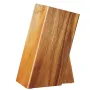 Universal Knife Holder, Acacia Wood Knife Block Without Knives, Extra Large Knife Storage Holder Stand with PP Brush, Multifunct