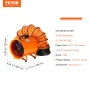 Portable Ventilator, 203.2mm Heavy Duty Cylinder Fan with 5m Duct Hose, 145W Strong Shop Exhaust Blower 1020CFM, Industrial Util