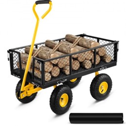 Steel Garden Cart, Heavy Duty 500 lbs kapacitet, med aftagelige mesh -sider til at konvertere til fladbed, nyttevogn med