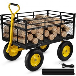 Steel Garden Cart, Heavy Duty 1400 lbs kapacitet, med aftagelige mesh -sider til konvertering til fladbed, nyttevogn