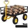 Steel Garden Cart, Heavy Duty 1200 lbs kapacitet, med aftagelige mesh -sider til at konvertere til fladbed, nyttevogn