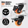 Caster Wheels, 2-tommer drejepladehylder, sæt med 4, med