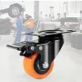 Caster Wheels, 5.1 cm Swivel Plate Casters, Set of 4, with Security Dual Locking No Noise PVC Wheels, Heavy Duty 68 kg Load Capa