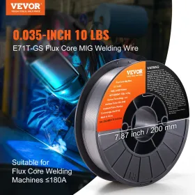 Flux Core Welding Wire, E71T-GS 0.035-inch 10LBS, Gasless Mild Steel MIG Welding Wire with Low Splatter for All Position Arc