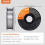 Flux Core Welding Wire, E71T-GS 0.089 cm 4.5 kg, Gasless Mild Steel MIG Welding Wire with Low Splatter for All Position Arc Weld