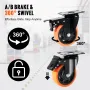 Caster Wheels, 10.1 cm Swivel Plate Casters, Set of 4, with Security A/B Locking No Noise PVC Wheels, Heavy Duty 158.8 kg Load C
