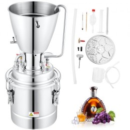 3 Gal 10L Water Distiller, Home Distillery Kit include 304 Stainless Steel Tube & Circulating Pump & Build-in Thermometer &