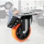 Caster Wheels, 10.1 cm Swivel Plate Casters, Set of 4, with Security A/B Locking No Noise PVC Wheels, Heavy Duty 158.8 kg Load C