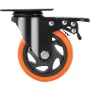 Caster Wheels, 10.1 cm Swivel Plate Casters, Set of 4, with Security A/B Locking No Noise PVC Wheels, Heavy Duty 158.8 kg Load C