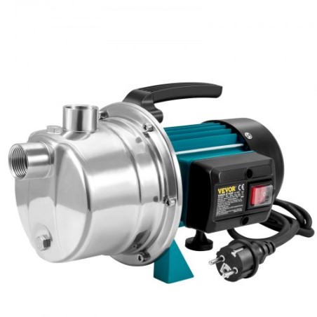 Shallow Well Pump, 800W 220V-240V, 3700L/h 40 m Height, 4.8bar Max Pressure, Portable Stainless Steel Sprinkler Booster Jet
