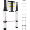 Telescoping Ladder, 10.5 FT Aluminum One-button Retraction Collapsible Extension Ladder, 375 LBS Capacity w/ Non-slip Feet,