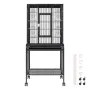 54 inch Standing Large Bird Cage, Carbon Steel Flight Bird Cage for Parakeets, Cockatiels, Parrots, Macaw with Rolling Stand and