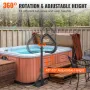 Hot Tub Handrail, 360 Rotatable Spa Side Handrail with 48"-63" Adjustable Height, Rust-proof Aluminum Spa Step Hot Tub Hand Rail