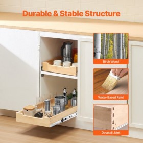 Pull Out Cabinet Organizer Soft Close Slideout Shelf Wood Drawer 14"Wx21"D