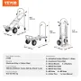 Aluminum Hand Truck, 4 in 1, 453.6 kg Load Capacity, Heavy Duty Industrial Convertible Folding Hand Truck and Dolly, Utility Car