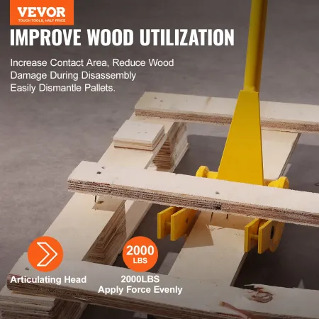 Pallet Buster, 104.1 cm Handle, 907.2 kg Weight Capacity, Q235 Carbon Steel, Heavy Duty Deck Wrecker Demolition Wood Pallet Tool