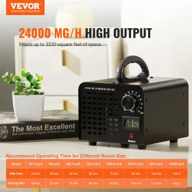 Ozongenerator 24000 mg/h ozon maskine lugtfjerner med 0-120min