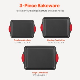 Baking Pan Set 3-Piece Nonstick Carbon Steel Set with Silicone Handles