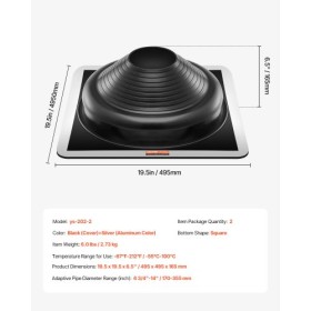 2 Pcs Metal Roof Pipe Flashing Boots Fit 6-3/4" - 14" Pipe High Temp EDPM