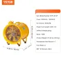 Portable Ventilator, 304.8mm Heavy Duty Cylinder Fan, 500W Strong Shop Exhaust Fan 2500CFM, 3m Power Cord (No charging head), In