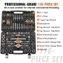Tap and Die Set, 116-Piece Include Metric and SAE Size, Bearing Steel Taps and Dies, Essential Threading Tool for Cutting Extern