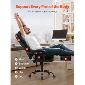 Executive Office Chair High Back Chair with Footrest Lumbar Pillow Black