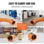 300mm Portable Ventilator, 2 Speed 2894CFM High-Velocity Industrial Utility Blower Fan with 10m Flexible Duct Hose, Exhaust Axia