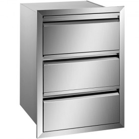 ainless Steel Triple Access Drawer Outdoor Kitchen BBQ Island 19"W x 26"H