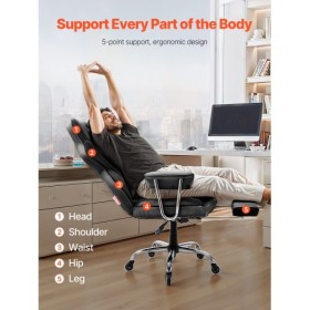 Executive Office Chair High Back Chair Footrest & Removable Armrests Black