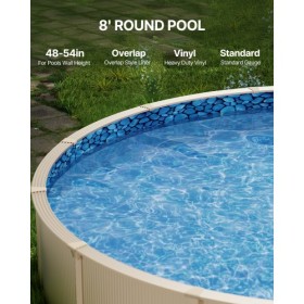 Round Pool Liner 8ft Overlap Style Pool Liner 54in Wall Height