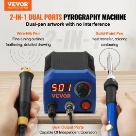 Wood Burning Kit 250~700Â°C Dual Pyrography Pen 23 Wire Nibs 5 Solid Points