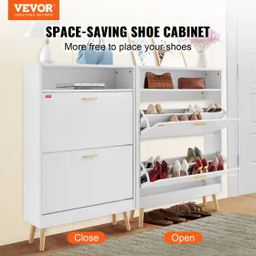 Shoe Cabinet with 2 Flip Drawers, Shoe Storage Cabinet for Entryway, Free Standing Shoe Storage Organizer with Top Storage