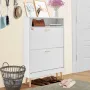 Shoe Cabinet with 2 Flip Drawers, Shoe Storage Cabinet for Entryway, Free Standing Shoe Storage Organizer with Top Storage