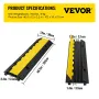 3 Channel Rubber Cable Protector Ramp 103x30x5.5 cm Heavy Duty Cable Wire Cord Cover Ramp Speed Bump Driveway Hose Cable Ramp Pr