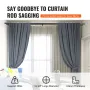 Double Rod Curtain Rods, 36-72 inches(3-6ft) Adjustable Length, Black Double Curtain Rods with Cap Finials, 1" and 3/4" Diameter