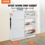 Shoe Cabinet with 3 Flip Drawers, Shoe Storage Cabinet for Entryway, Free Standing Shoe Storage Organizer with Side Hooks for He