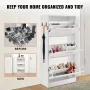 Shoe Cabinet with 3 Flip Drawers, Shoe Storage Cabinet for Entryway, Free Standing Shoe Storage Organizer with Side Hooks for He
