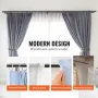 Double Rod Curtain Rods, 182.9-365.8 cm Adjustable Length, Black Double Curtain Rods with Cap Finials, 2.5 cm and 1.9 cm Diamete
