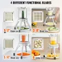 Commercial Vegetable Fruit Chopper, Stainless Steel French Fry Cutter with 4 Blades 1/4" 3/8" 1/2", 6-wedge Slicer, Chopper Dice