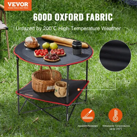 Folding Camping Table, Outdoor Portable Side Tables, Lightweight Fold Up Table, 600D Oxford Fabric & Steel Ultra Compact Work Ta